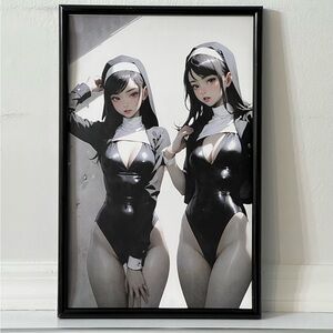 Anime Nuns Pinupgirl Art Poster
